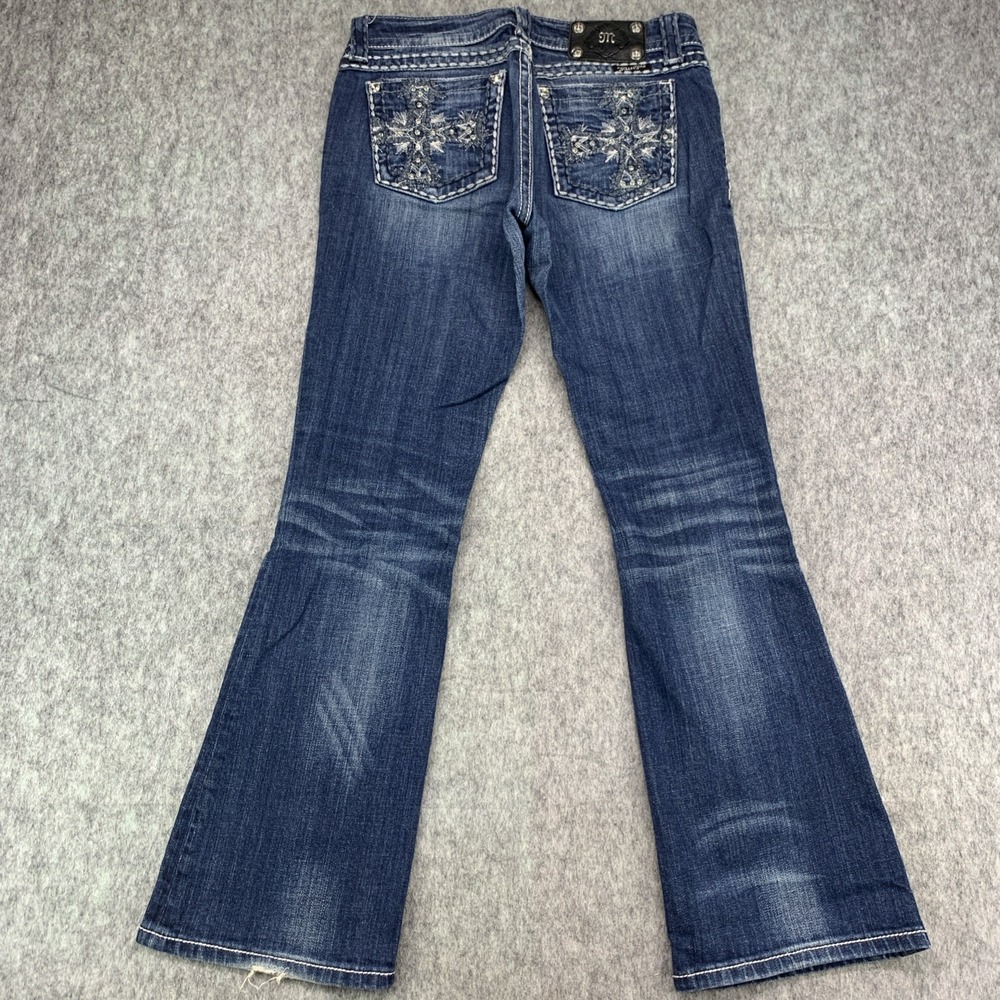 Miss Me Jeans LOW RISE Medium Wash Distressed Bootcut Jeans JP5159BR Size 28x29
